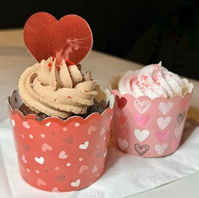 Valentine's Day, vanilla and chocolate cupcakes