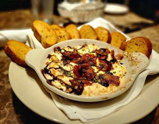 Three Cheese Fondue with toasted bread