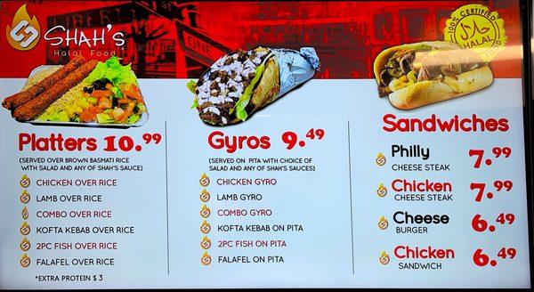 Platter, Gyro, and Sandwich options