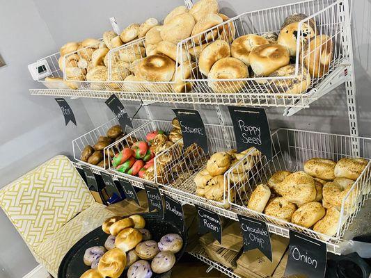 Freshly made AMAZING Bagels early in the morning! Yum