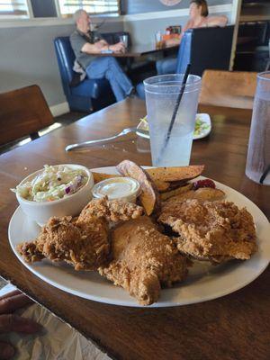 Broasted chicken and chips