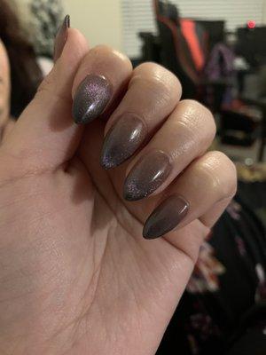 Color changing nails with cat eye polish