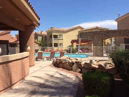 Pool with waterfall