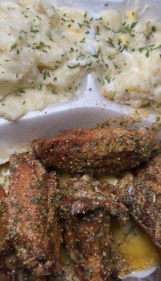 Lemon Pepper wings and Potato Salad