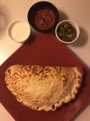 Combination calzone with the sides