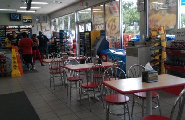 Twelve chairs for dining.  Store always clean.  Employees friendly.