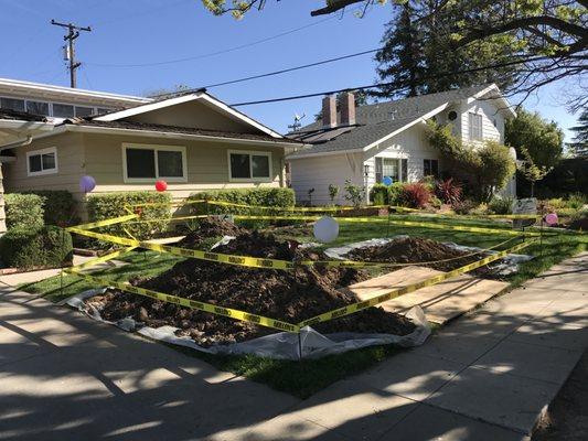 Property line clean out open trench safety