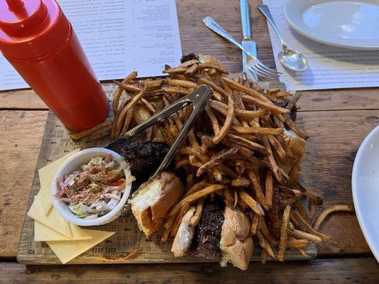 Good Luck Burger with fries