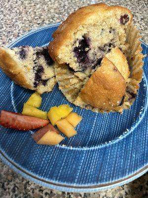 Blueberry muffin (half nibbles by a hungry toddler)