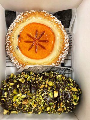 Persimmon sweet bread and pistachio dark chocolate