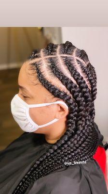 Large Feed In Cornrows