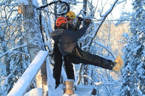 Winter ziplining.