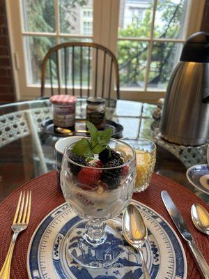 Locally sourced berries and fruit parfait.