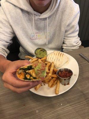 Buffalo chicken wrap (mushrooms??)