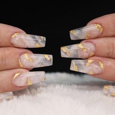 White marble with gold flakes