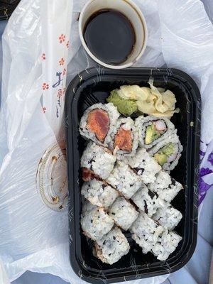 Spicy tuna roll and California roll