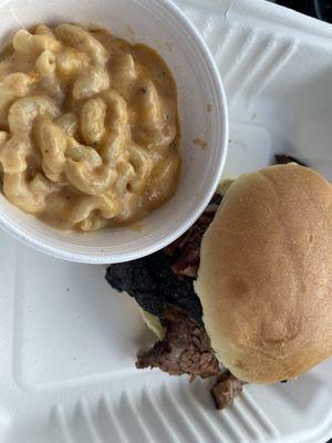 Mac and cheese and incredible brisket