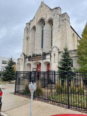 The beautiful stonework exterior.