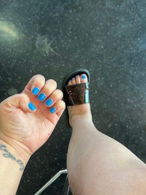 Blue toes and nails