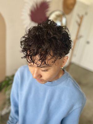 Boy, kid perm front view