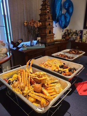 Preparing a nice spread at my home for my husband 63rd Birthday.  Everyone loved the food.