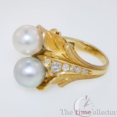 Pearl Diamond 18k yellow gold ring