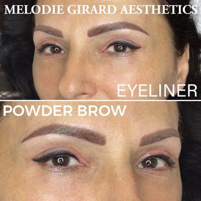 Powder brow and eyeliner