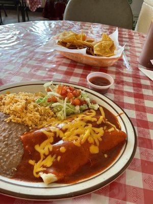 Ground Beef Enchilada plate