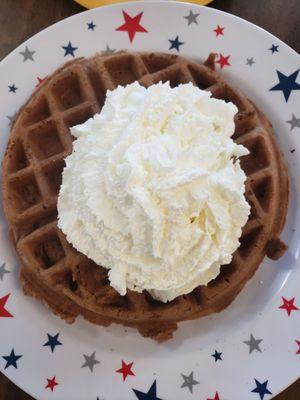 Cinnamon waffle with whip cream