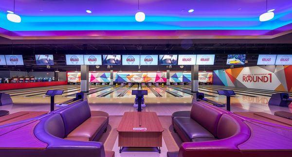 Full size Bowling Lanes with comfortable, group focused seating!

Great for celebrations, team building, families & kids of all ages