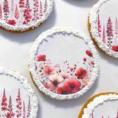 Edible Image Wildflower Decorated Shortbread Cookies