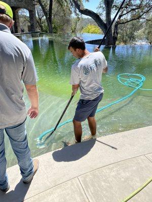 Green pool clean up.