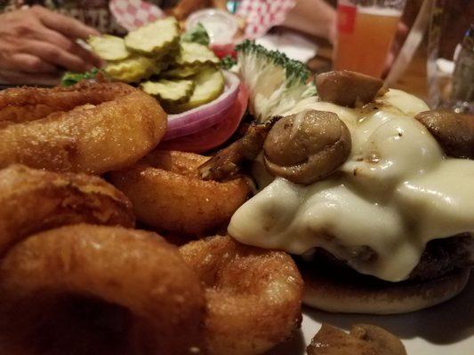 $11.45 Swissroom (Mushroom & Swiss) Burger and Rings