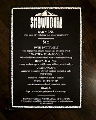 $10 Happy Hour weekday menu