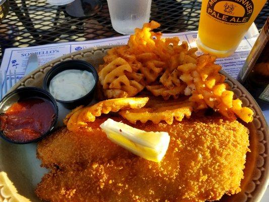 Panko Grouper with cottage or waffle fries. Special was fantastic