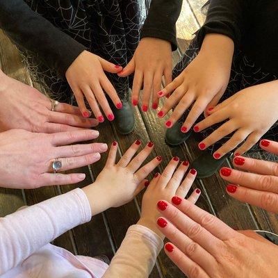 Moms and daughters getting their nails done:)