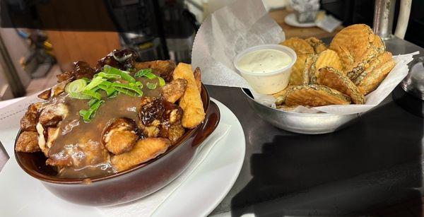 Poutine, fried pickles