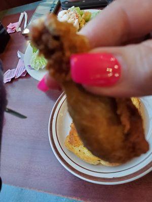 The world's smallest chicken leg.