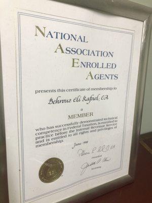 Certificate of membership of the National Association of Enrolled Agents