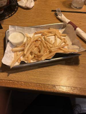 CREAMY ranch, YUMMY french fries, WARM plate