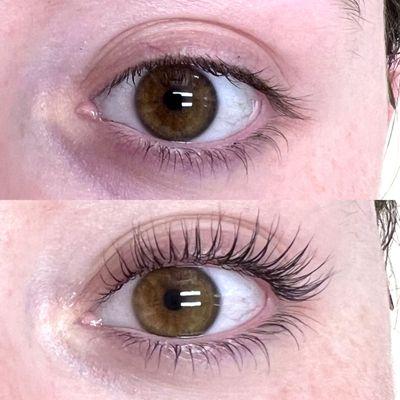 Lash lift before and after photo