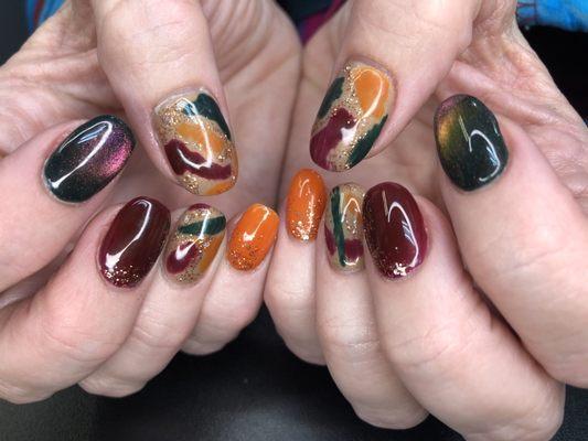 My Thanksgiving mani... This mani stayed on perfectly for over 5 weeks!!!