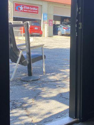 View from cute little customer waiting area