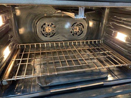 After the first cleaning, they failed to wipe off most of the oven cleaner.