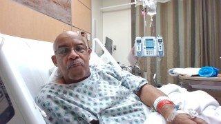 picture of Tim in the VA hospital after septic-UTI-kidney stone surgery.