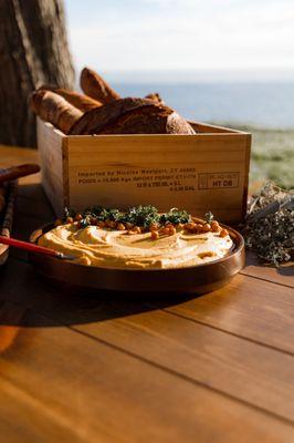 Carrot Hummus, Baguettes and Breads