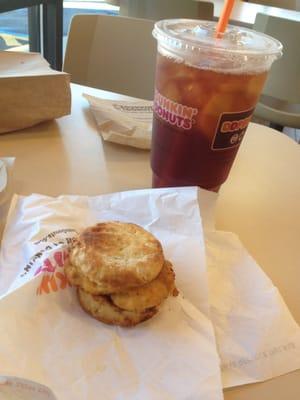 Sweet tea and a chicken biscuit. Hey, I grew up in the South.