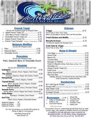 Breakfast Menu - Open @ 8AM