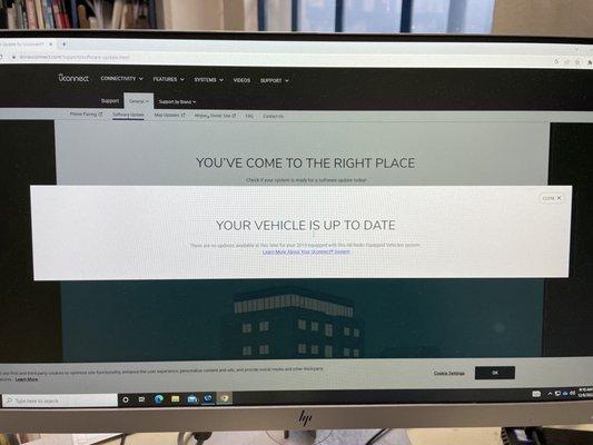 This is the official UConnect website telling me that my vehicle is up to date!