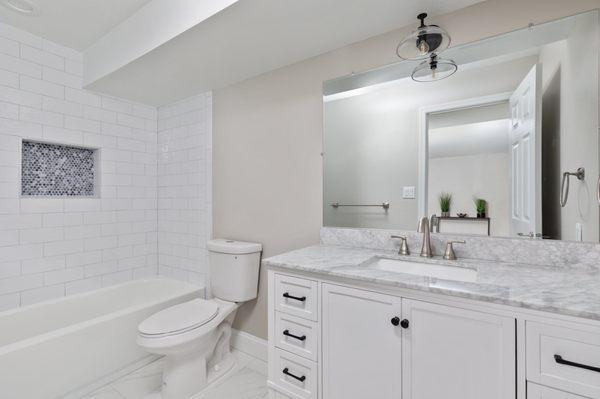 Renovated basement level bathroom for a client.